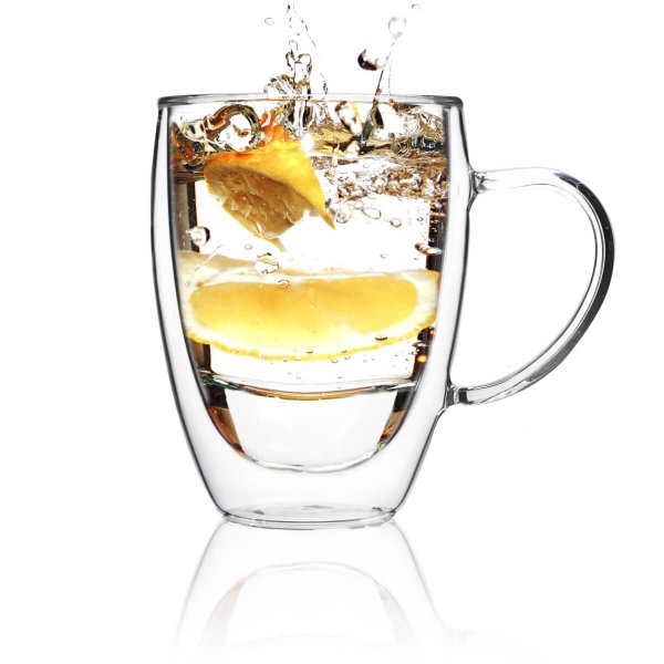 Double Walled Glass Coffee Mugs with Handle, 12 oz - Image 5
