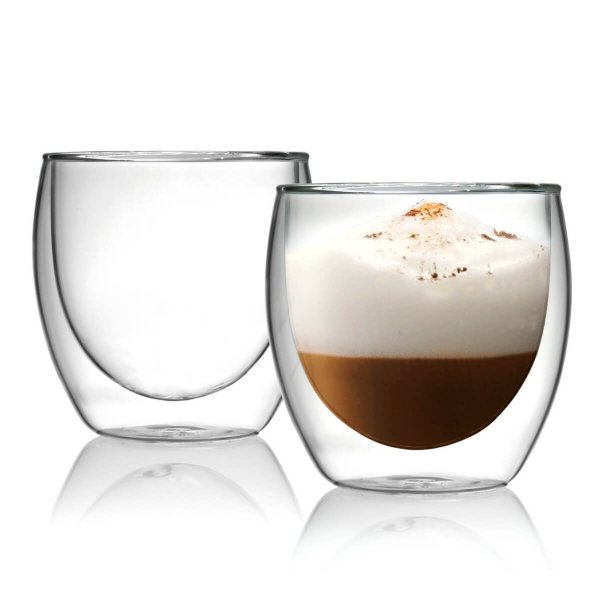 Kitchables - Set of 4 - Glass Coffee or Tea Mugs Drinking Glasses, 8oz - Image 2