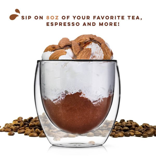 Kitchables - Set of 4 - Glass Coffee or Tea Mugs Drinking Glasses, 8oz - Image 3